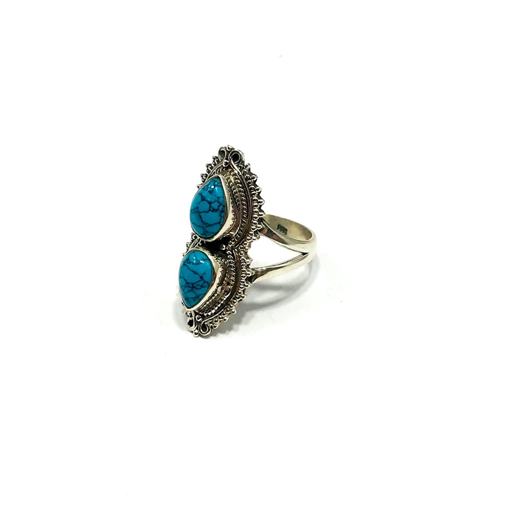 Artisan Turquoise Silver Statement Ring Size 6